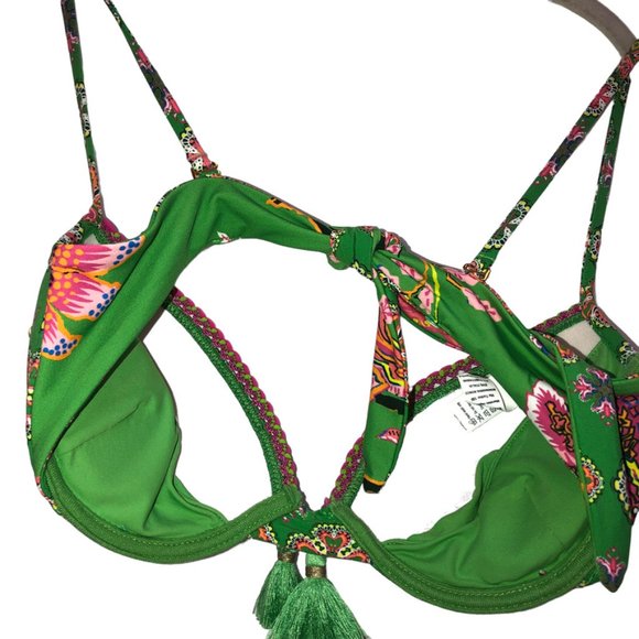 Raffaela Dangelo green pink paisley reversible bottom bikini suit M 2 pi… - Picture 5 of 7